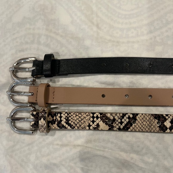 Accessories - Set of 3 skinny belts Black Tan Snake‎ Print Skinny Belts Womens 48-49"